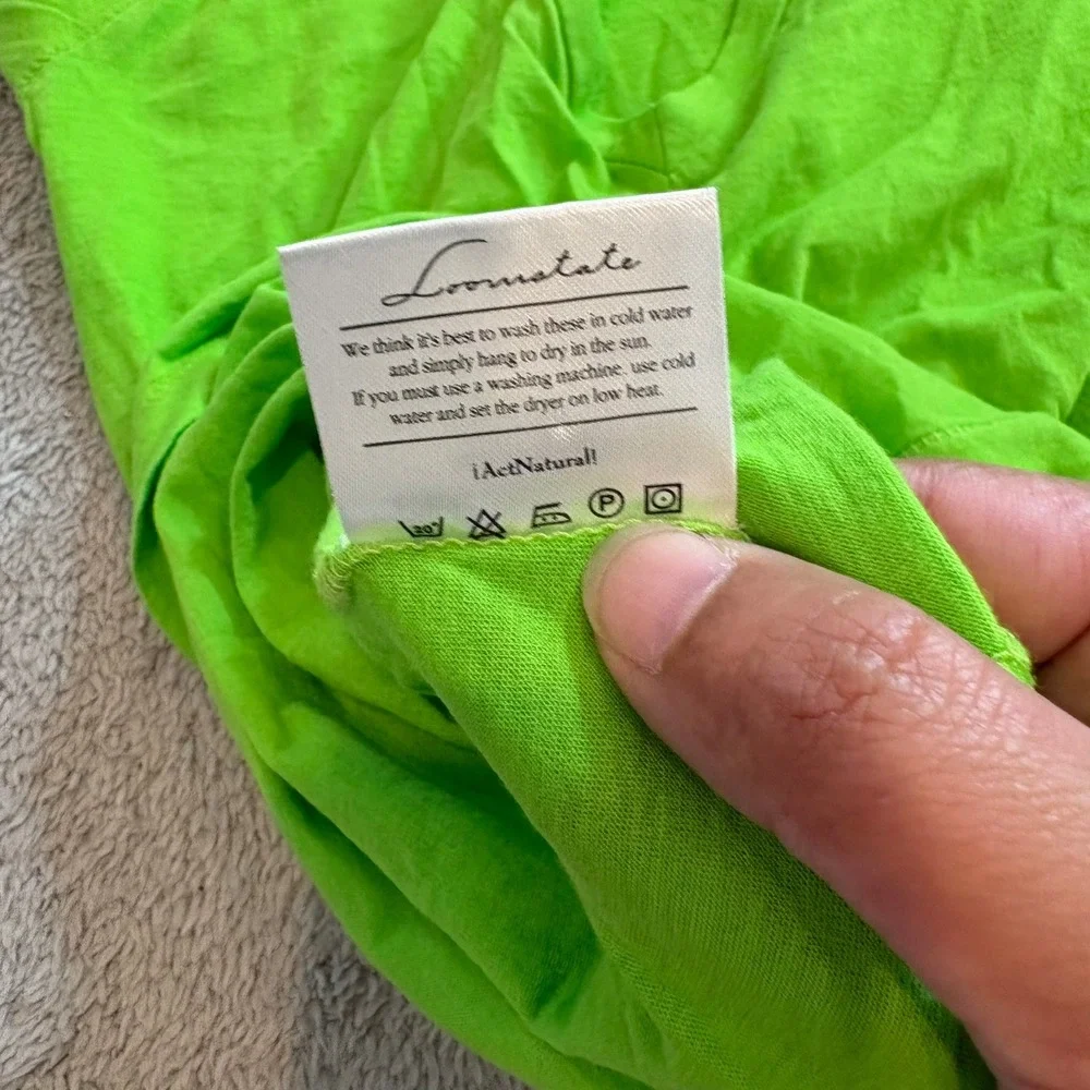 Loomstate Blank Womens XS Lime Green Organic Cotton V-Neck Short Sleeve T-Shirt‎